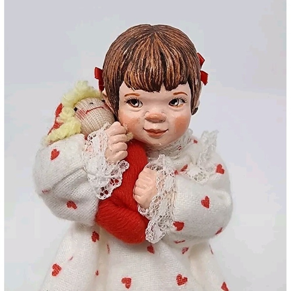 Simpich Handmade Character Doll Girl Melinda in Hearts Nightgown Valentines Day